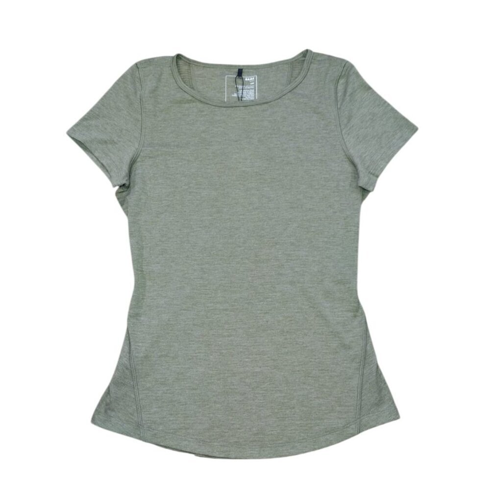 Universal Standard Womens 4XS Grayish Olive Scoop Neck Stretch Casual Tee.
